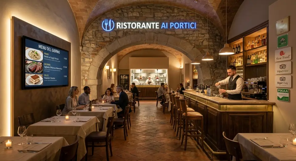 Menù del giorno sul monitor di un ristorante